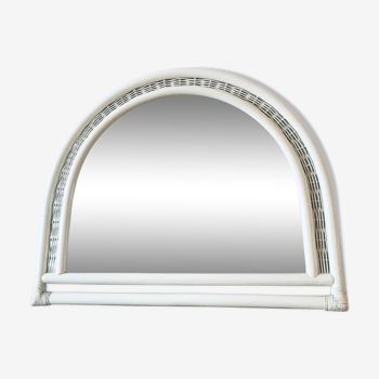 Miroir demi cercle en rotin - 93x76cm