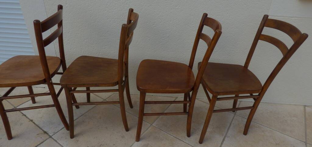 4 Lutherrma brand bistro chairs in their patinas – Very good condition