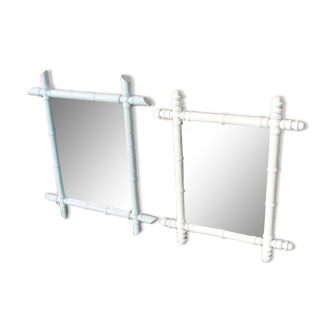2 Anciens Miroirs en Faux Bambou Peint