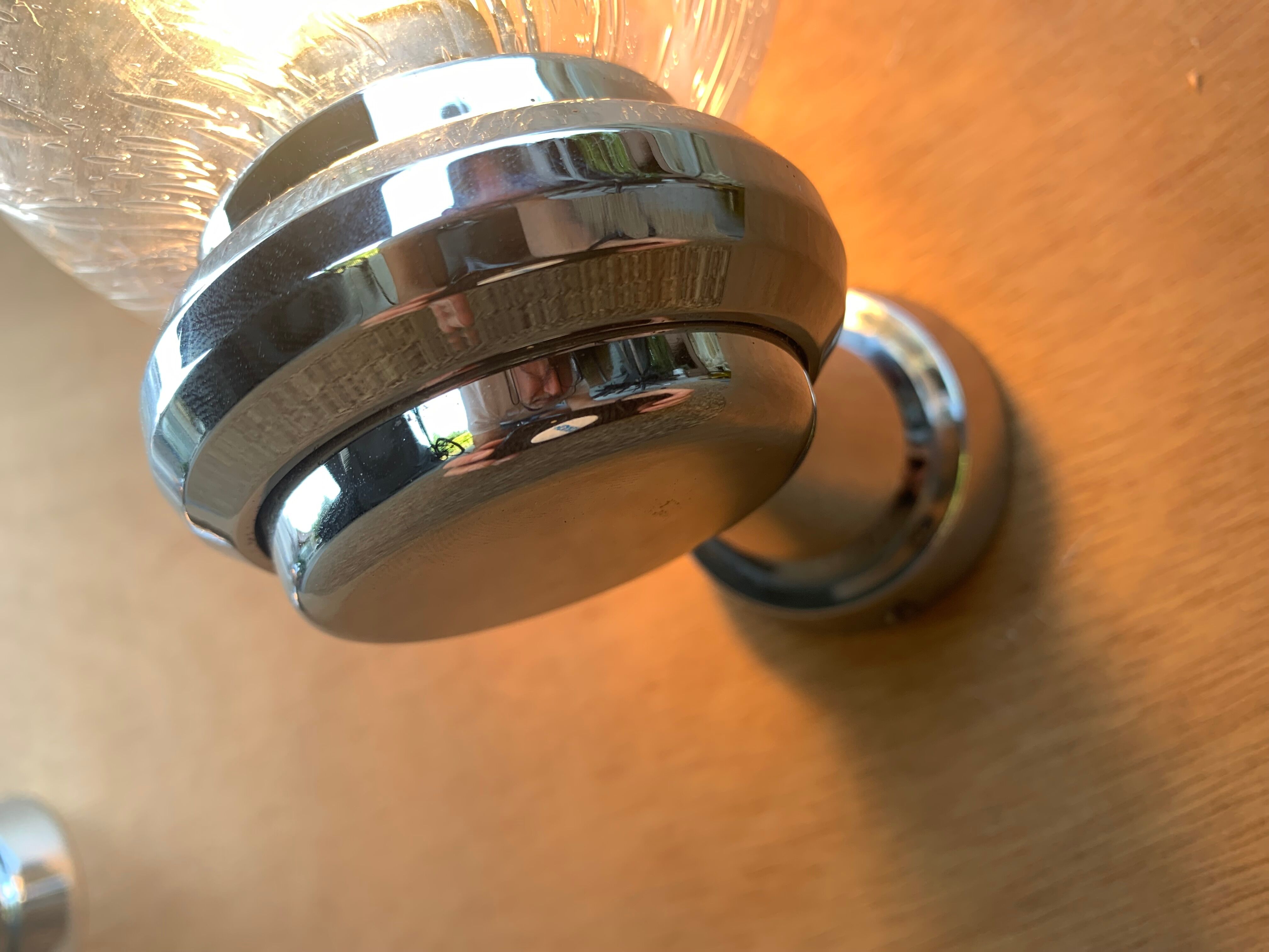 Pair of murano glass and chrome brass wall lights by keuco
