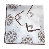Teacloth embroidered linen cloth with 3 towels