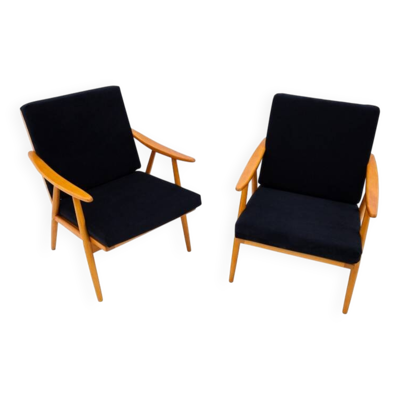 Paire de fauteuils, Tchécoslovaquie, fabricant TON, années 1960. Après rénovation.
