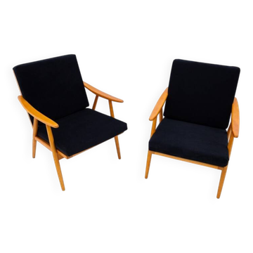 Pair of armchairs, Czechoslovakia, manufacturer TON, 1960s. After renovation.