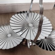 Vintage chrome-plated metal display stand for appetizers and petits fours