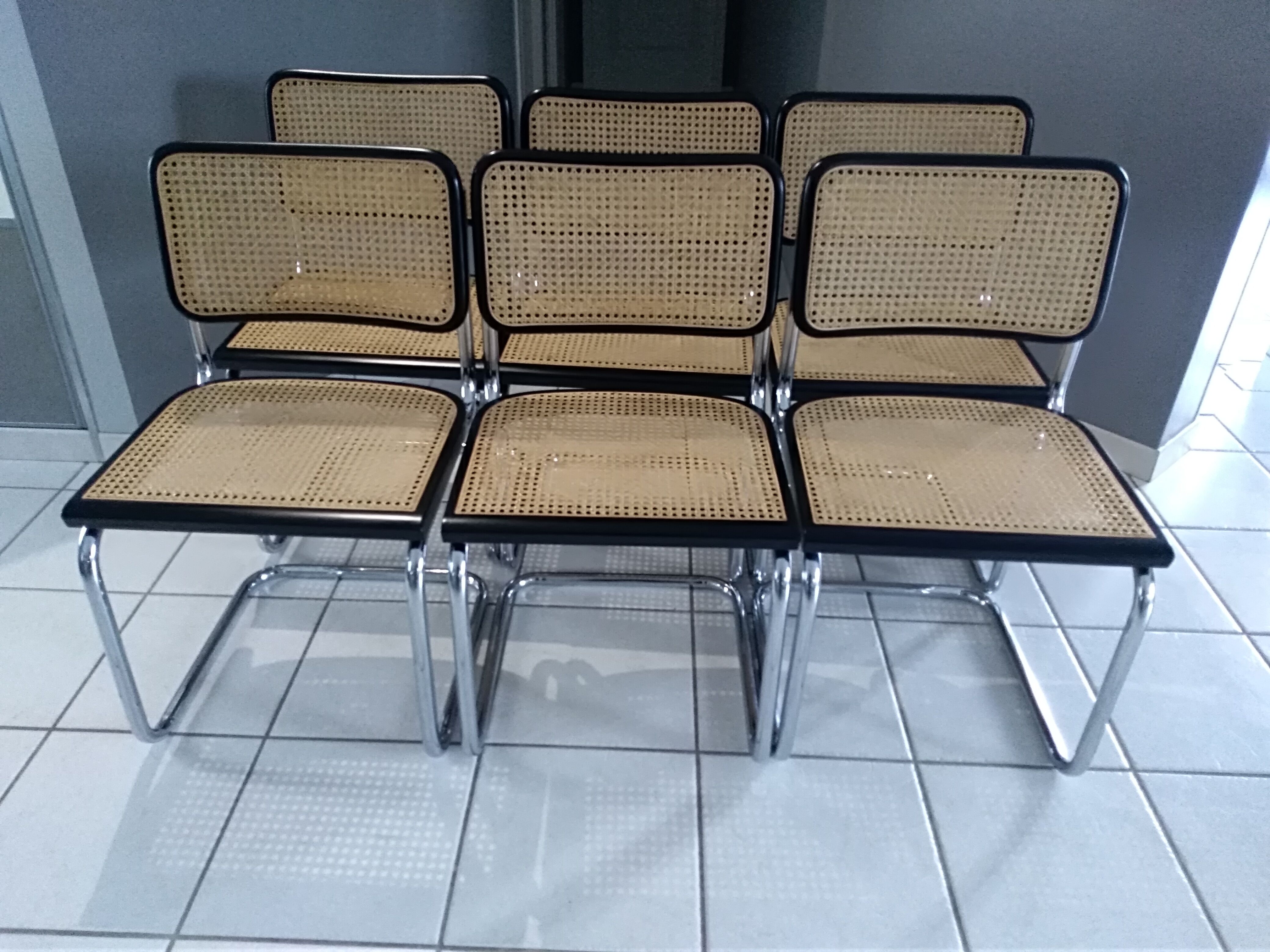 Suite de 6 chaises Cesca B32 par Marcel Breuer vintage année 1992