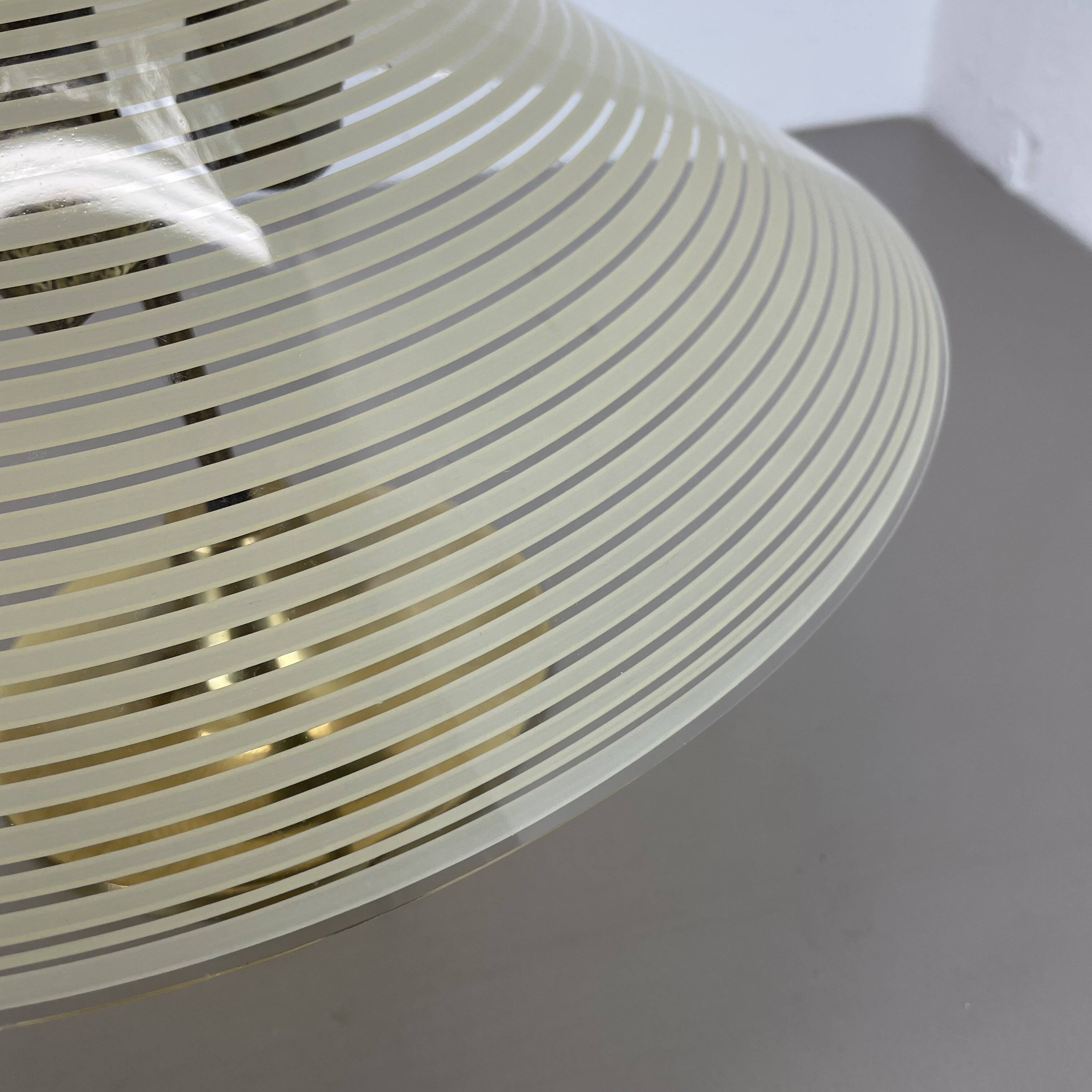 Modernist brass and glass Ceiling Flushmount Light, Italy 1950s