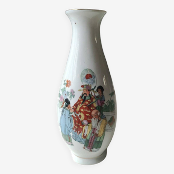 Vase Japonais Traditionnel piriforme peint main. Décor scènes de vie de Geishas. Haut 26,5 cm