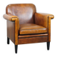 Sheep leather Art Deco design armchair finished with black piping