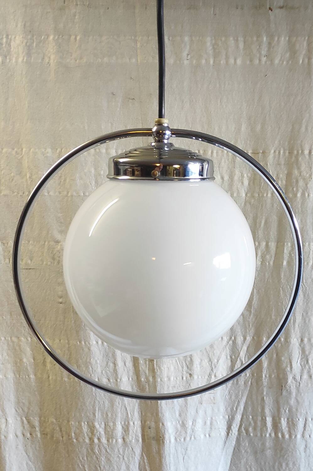 Art Deco opaline globe pendant - mid 20th century