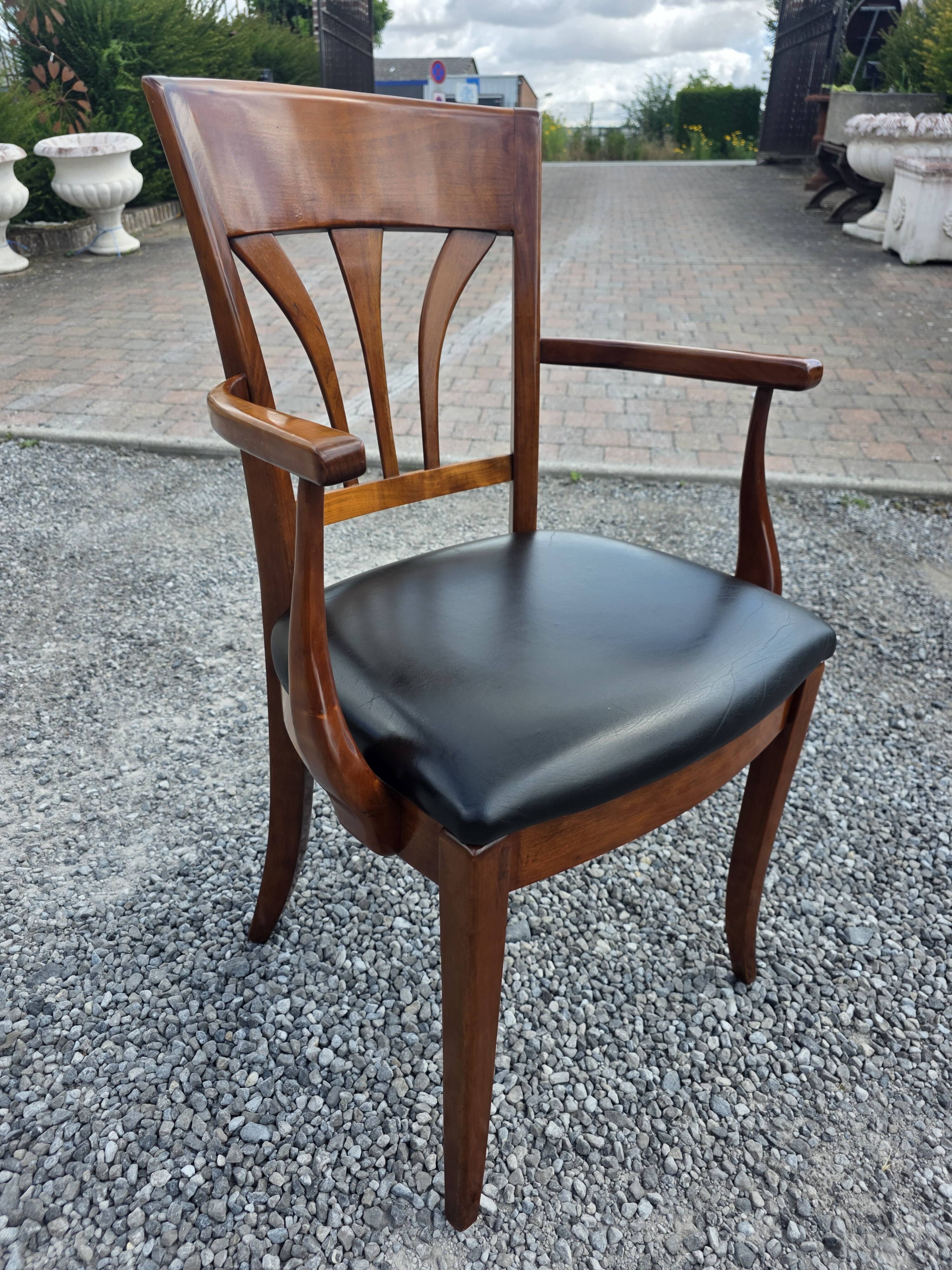 Mid-20th century solid cherry wood office chair.