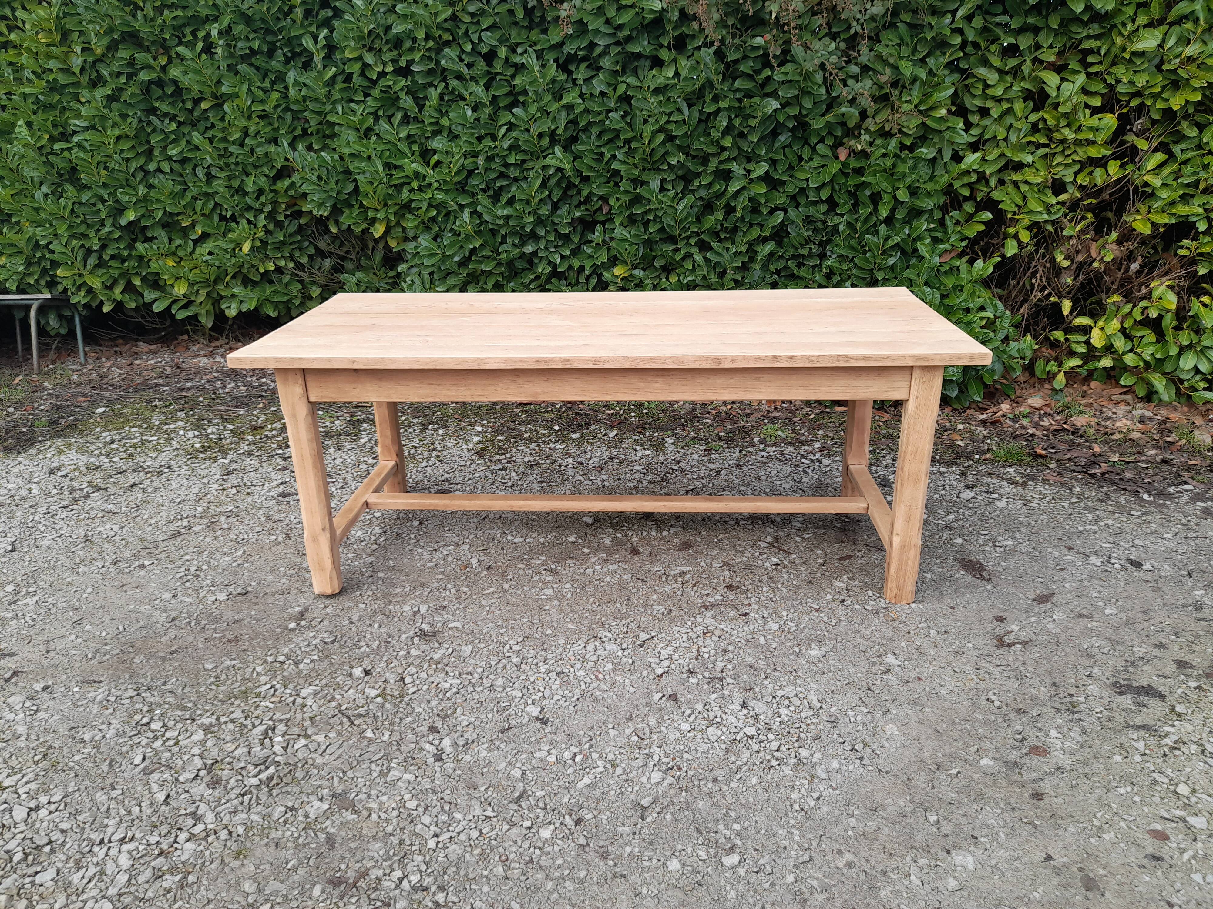 Farm table in solid oak wood raw