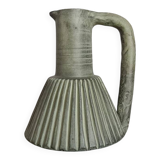 Vintage green ceramic pitcher, decorative jug from the 1960s