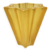 Art Deco Star Shaped Yellow Glass Vase Attributed to Pierre D'Avesn for Dau