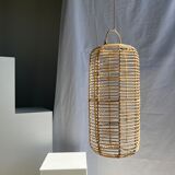 Large lantern-shaped rattan pendant lamp H50 D24