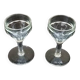 2 verres à pied bistrot verre transparent à facettes