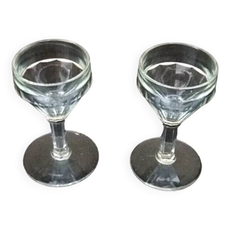 2 bistrot stemmed glasses transparent faceted glass