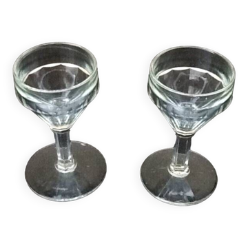 2 verres à pied bistrot verre transparent à facettes