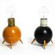 Pair of beautiful small Mid Century Modern tripod wooden table lamps