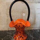 Blown glass basket vase