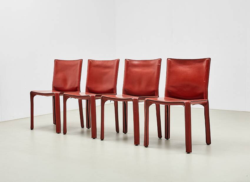 Mario Bellini Set of 4 Cab 412 Dining Chairs for Cassina Italy 1977
