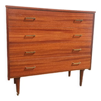 Chest of drawers 4 drawers vintage wood on legs