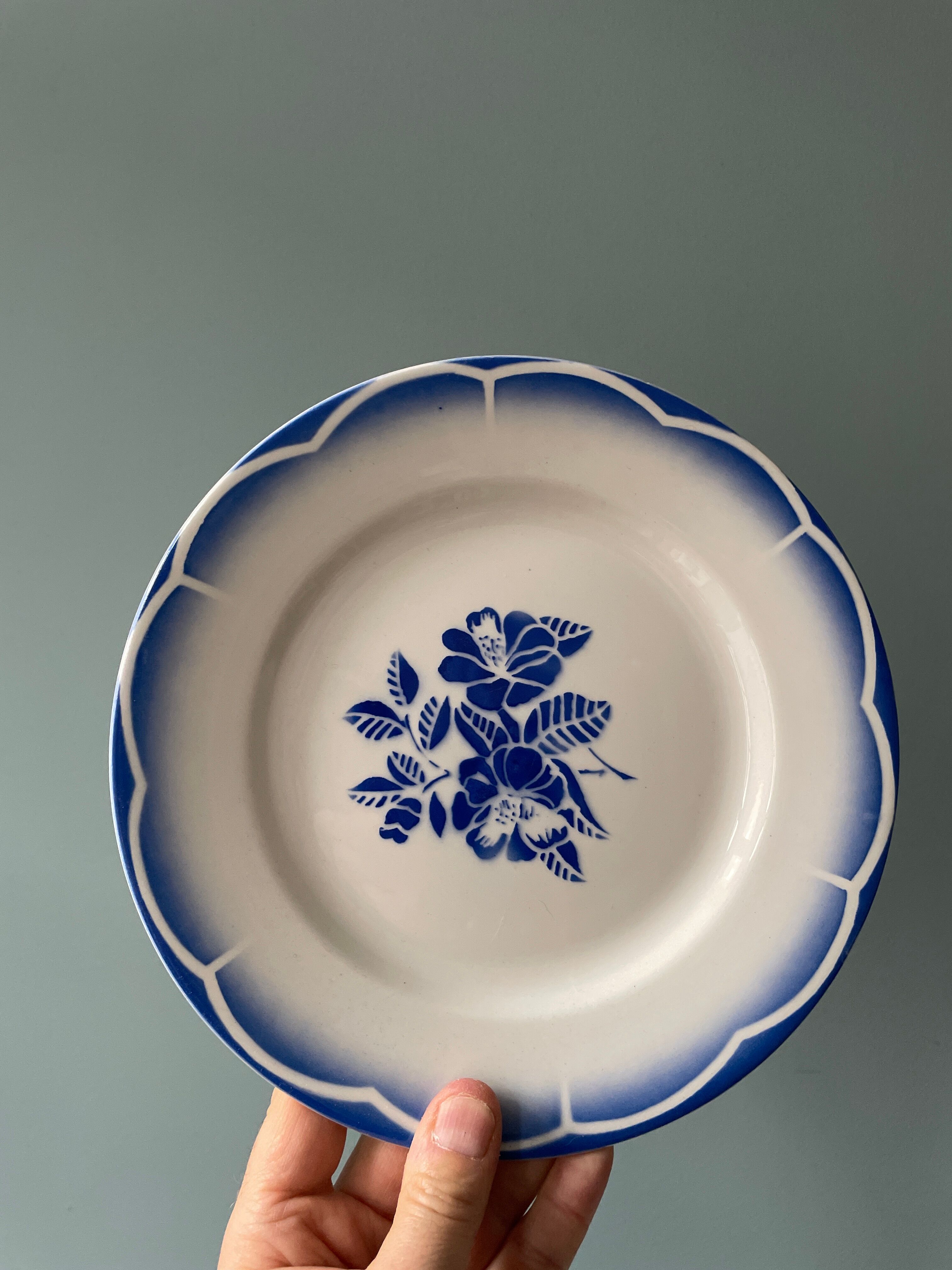 Lot de 12 assiettes plates Digoin Sarreguemines, modèle Marsac