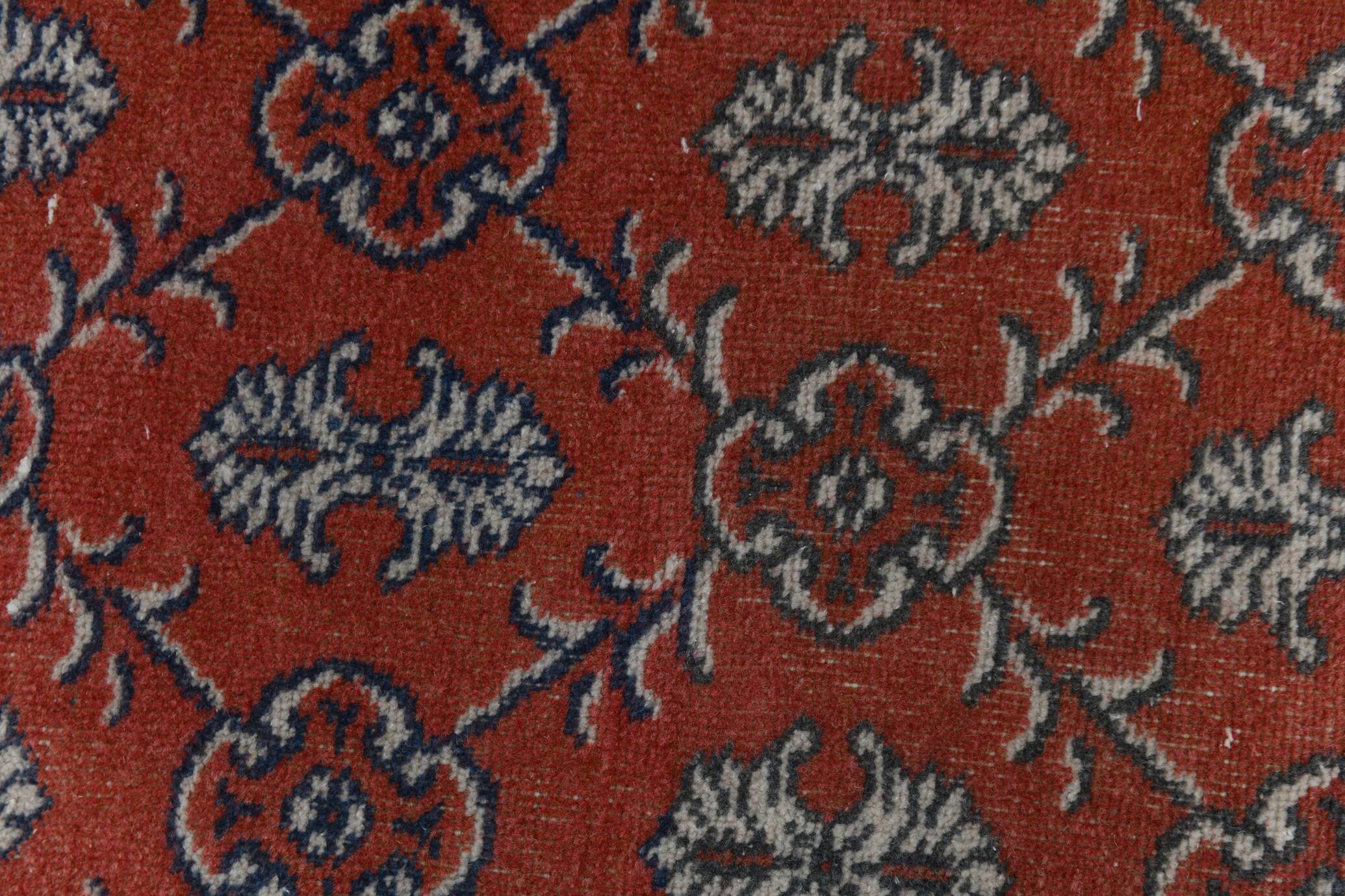2x9 Red & Dark Blue Floral Vintage Runner Rug, 75x285Cm SK 23566