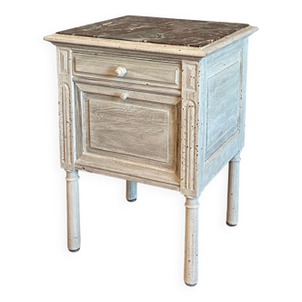 Old wood and marble bedside table