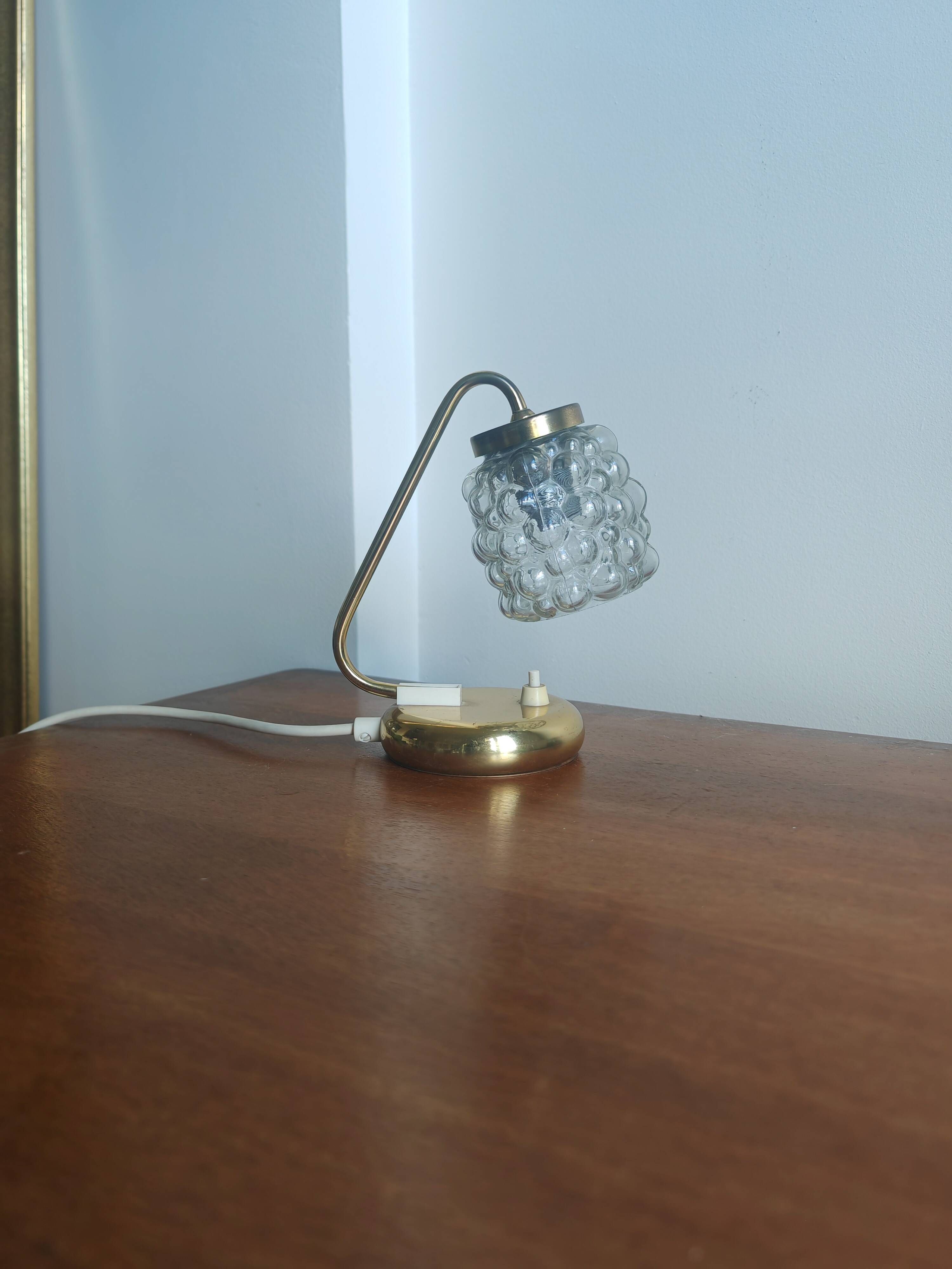 Small vintage brass and bubble glass lamp SARU (Germany) – 1960s