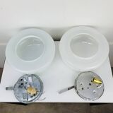 Pair of opaline ball wall lights, vintage half spheres