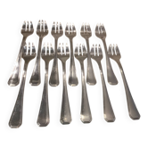 12 silver-plated oyster forks by Christofle America