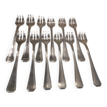 12 fourchettes à huitre métal argenté orfèvre Christofle America