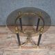 Round side table in brass and smoked glass – 1970s