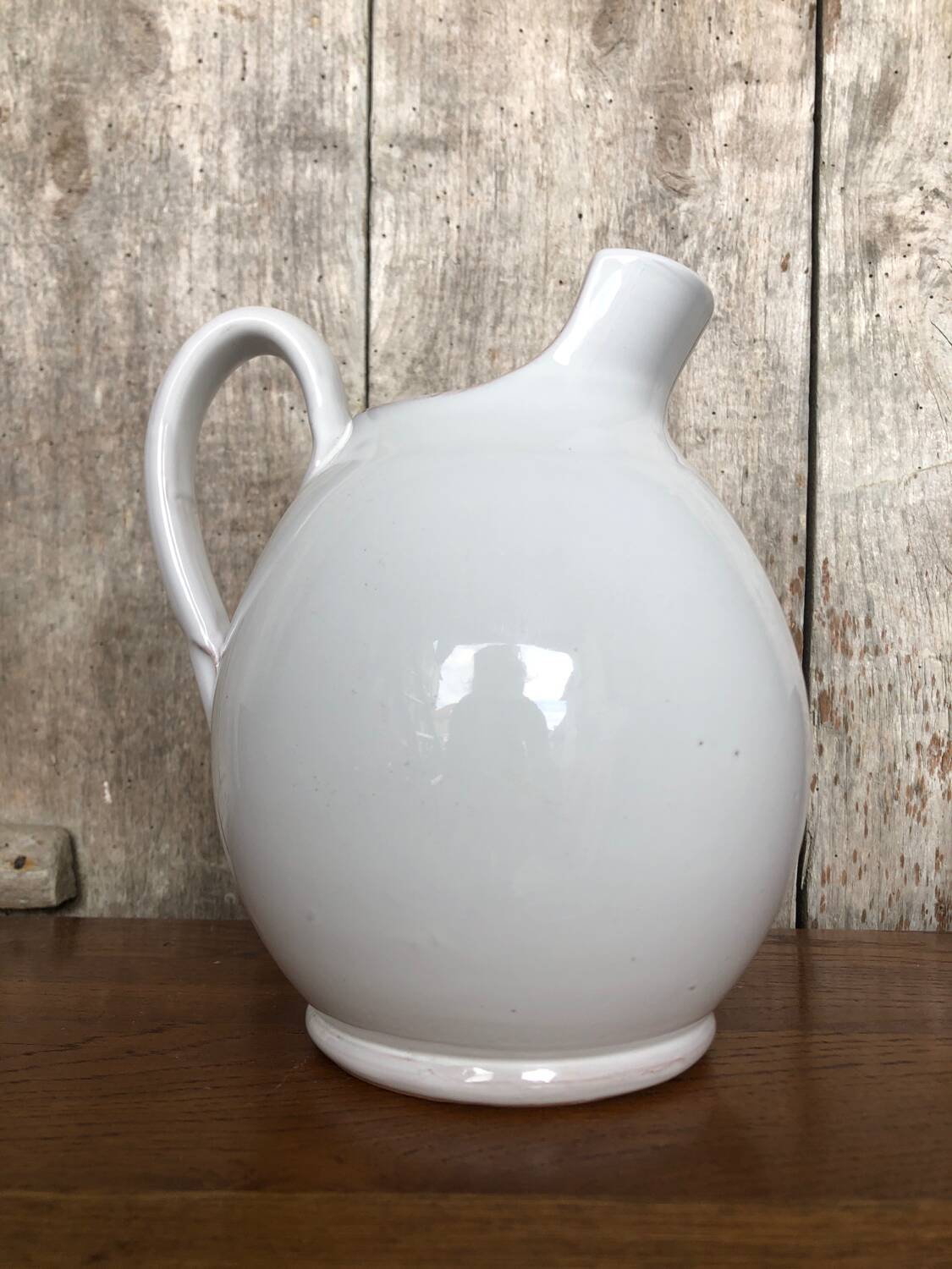 Old Nicola FASANO White Enameled Terracotta Pitcher Italy Vintage #A763