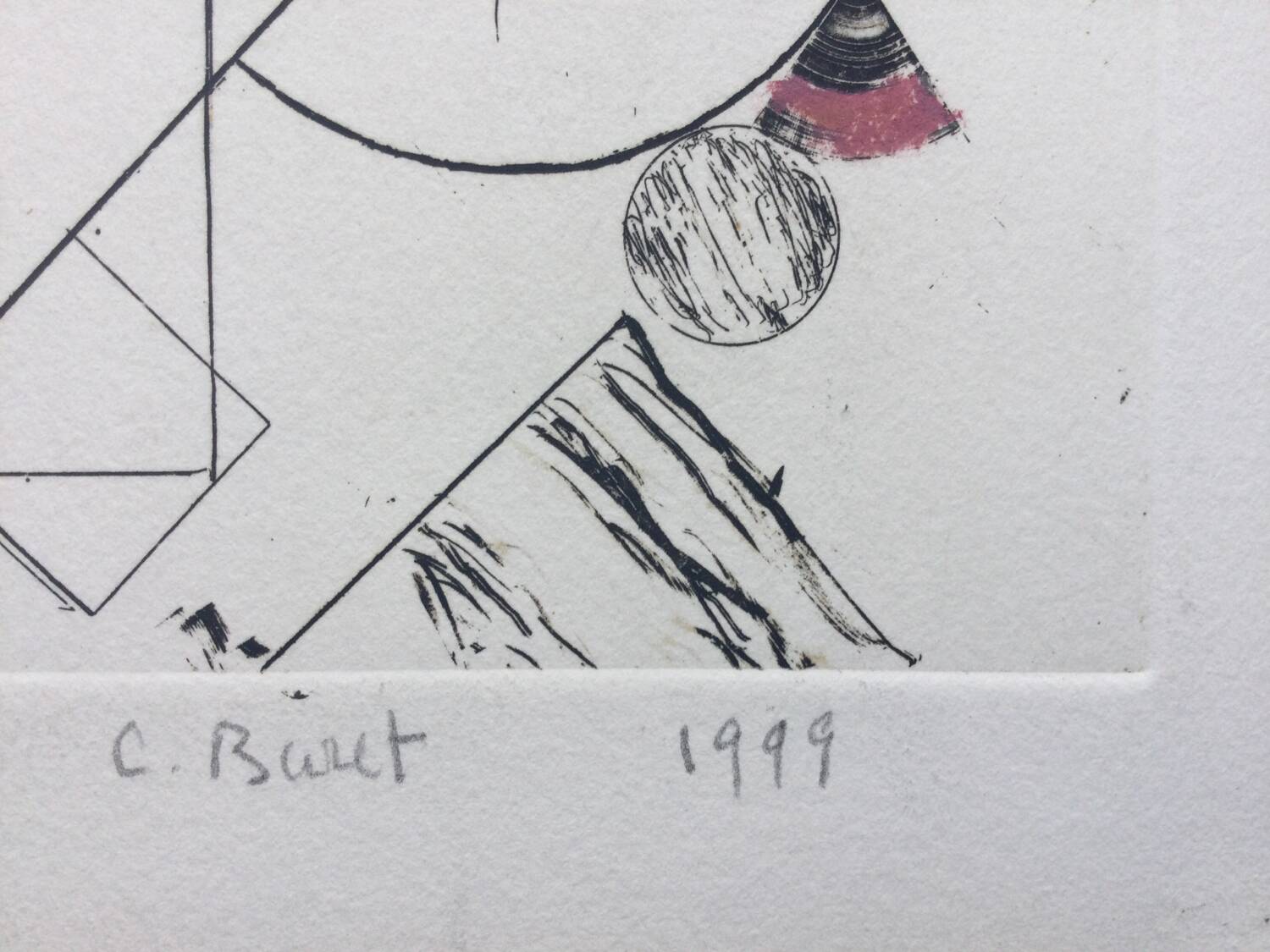 Enhanced etching. The round in the water. Claude BURET (1926-2010)