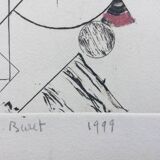 Enhanced etching. The round in the water. Claude BURET (1926-2010)