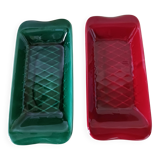 2 vintage earthenware cake dishes.