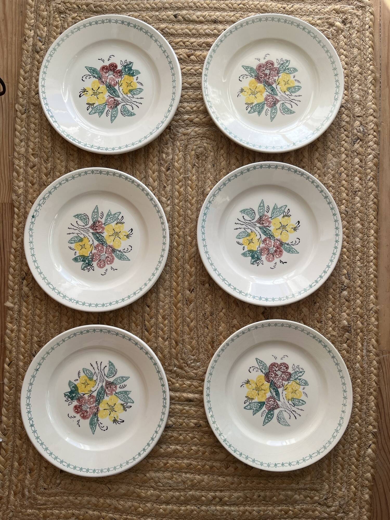 6 assiettes plates Digoin Sarreguemines années 40