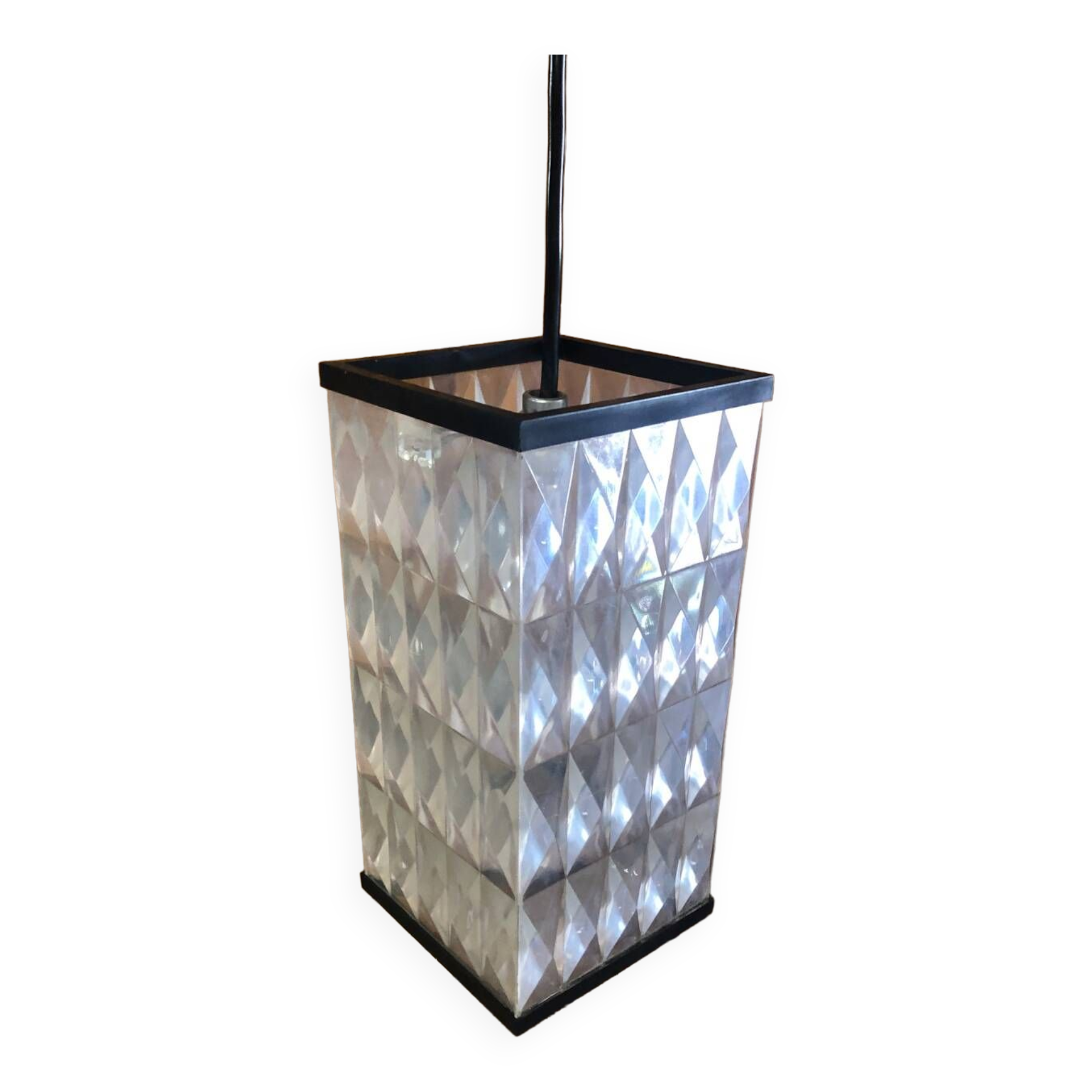 Old plexi + black bakelite pendant lamp 70s vintage
