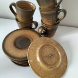 Set of 5 Longchamp France cups and 5 saucers in Japandi style