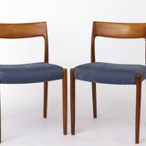 Pair Niels Møller Model 77 Teak Dining Chairs Danish Mid Century 1950s