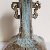 Vase soliflore bouteille chinoise à l'émail flambé