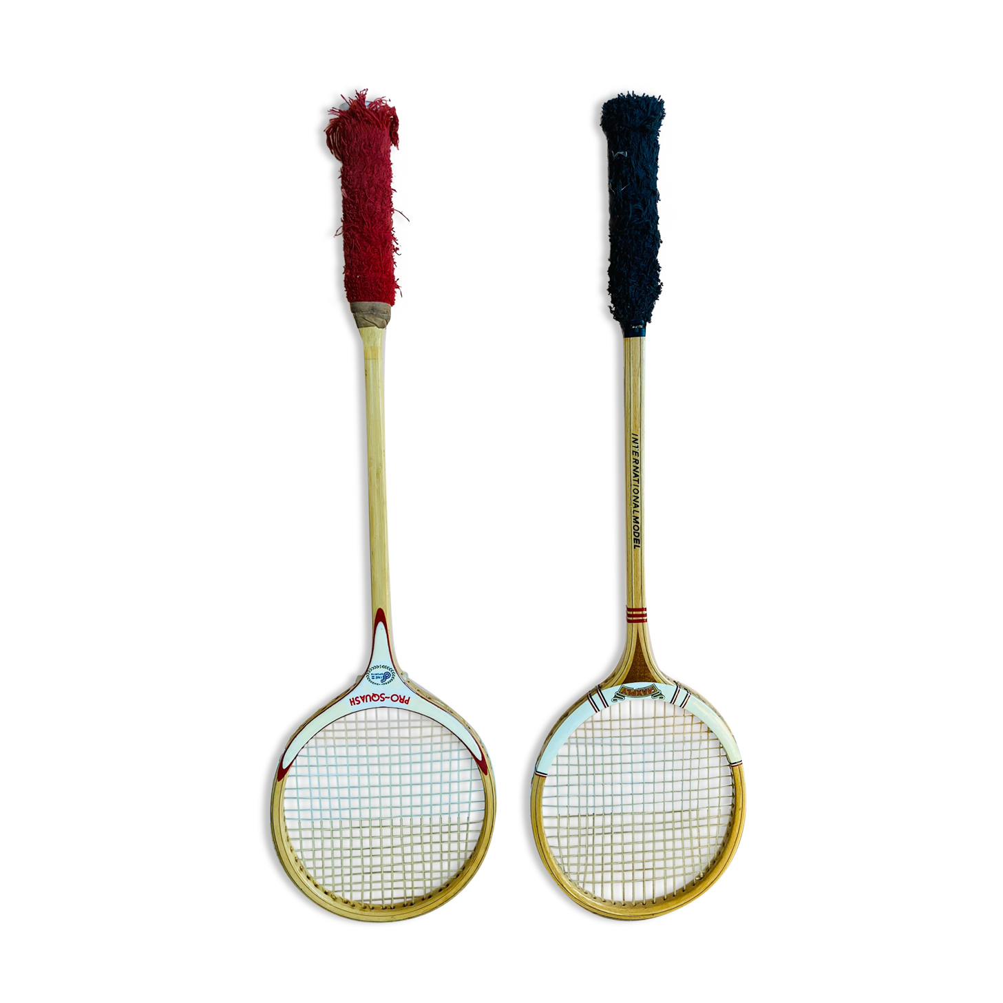 2 antique squash rackets