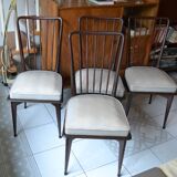 4 chairs Charles Ramos 60s solid beech
