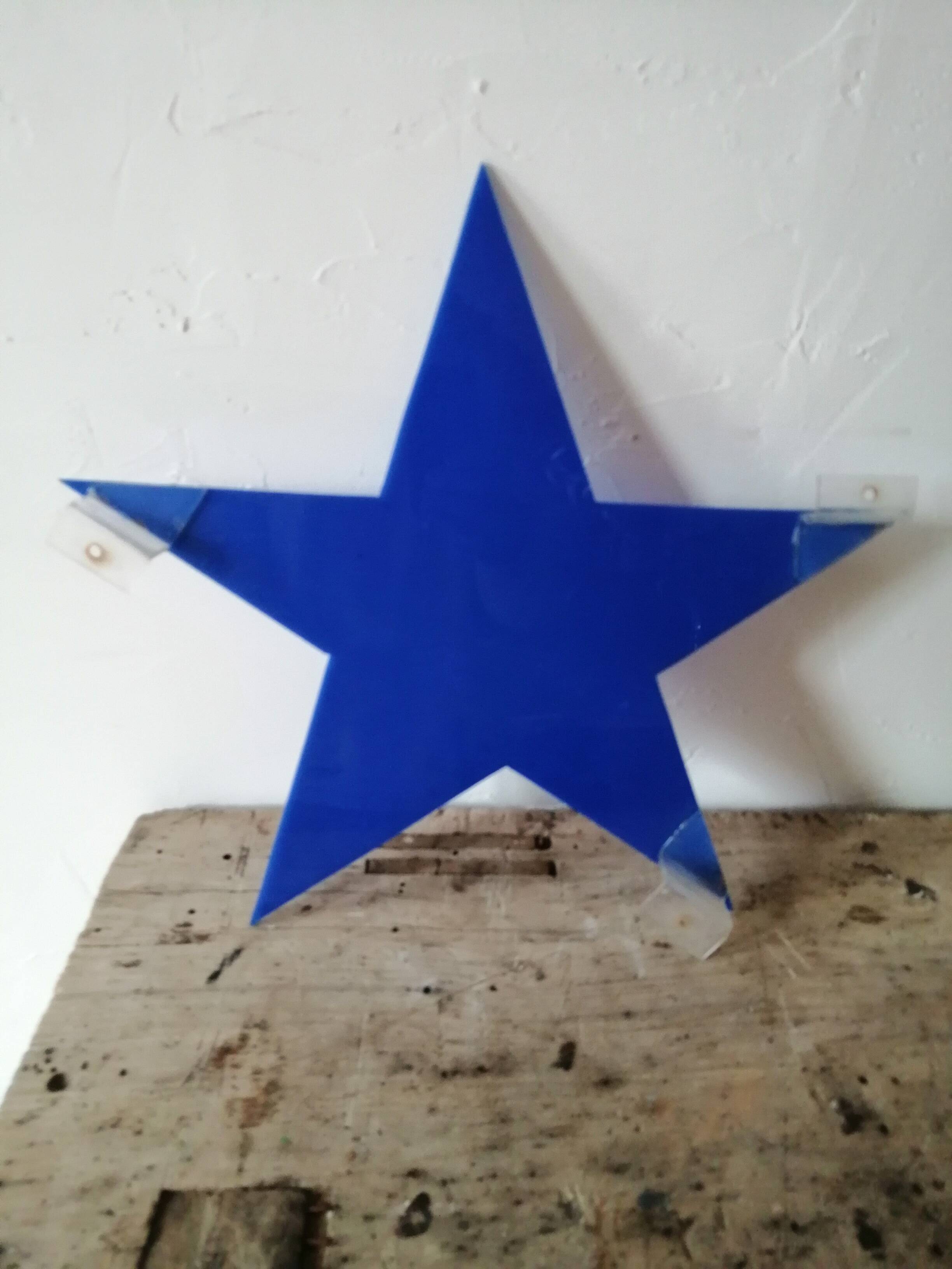 Vintage blue plexiglass sign letter "Star"