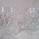 3 diamond-patterned glass mugs
