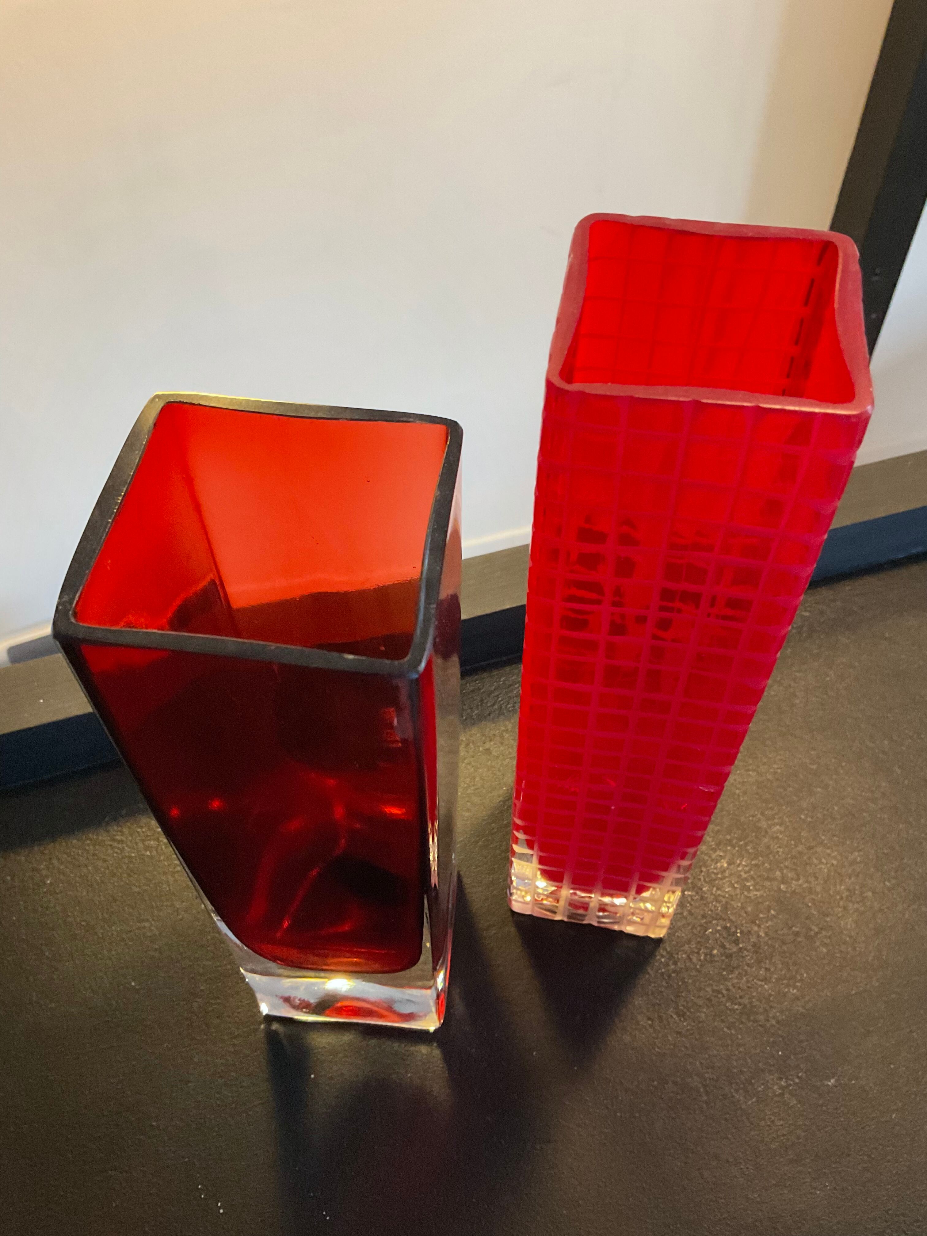 Duo of vintage vases in glass paste 70s-80s