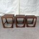 Vtg Mid Century Quadrille Teak Sunelm Nest Of Tables Side Coffee Table Danish