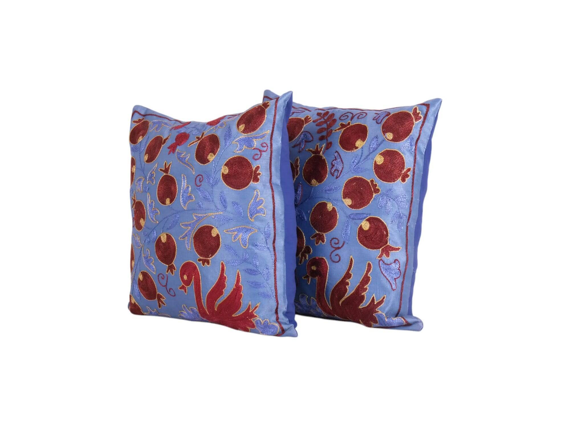 Set of 2 vintage embroidered cushion covers 46x46 cm