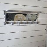 Swivel aluminum mirror wall coat rack from the 60s